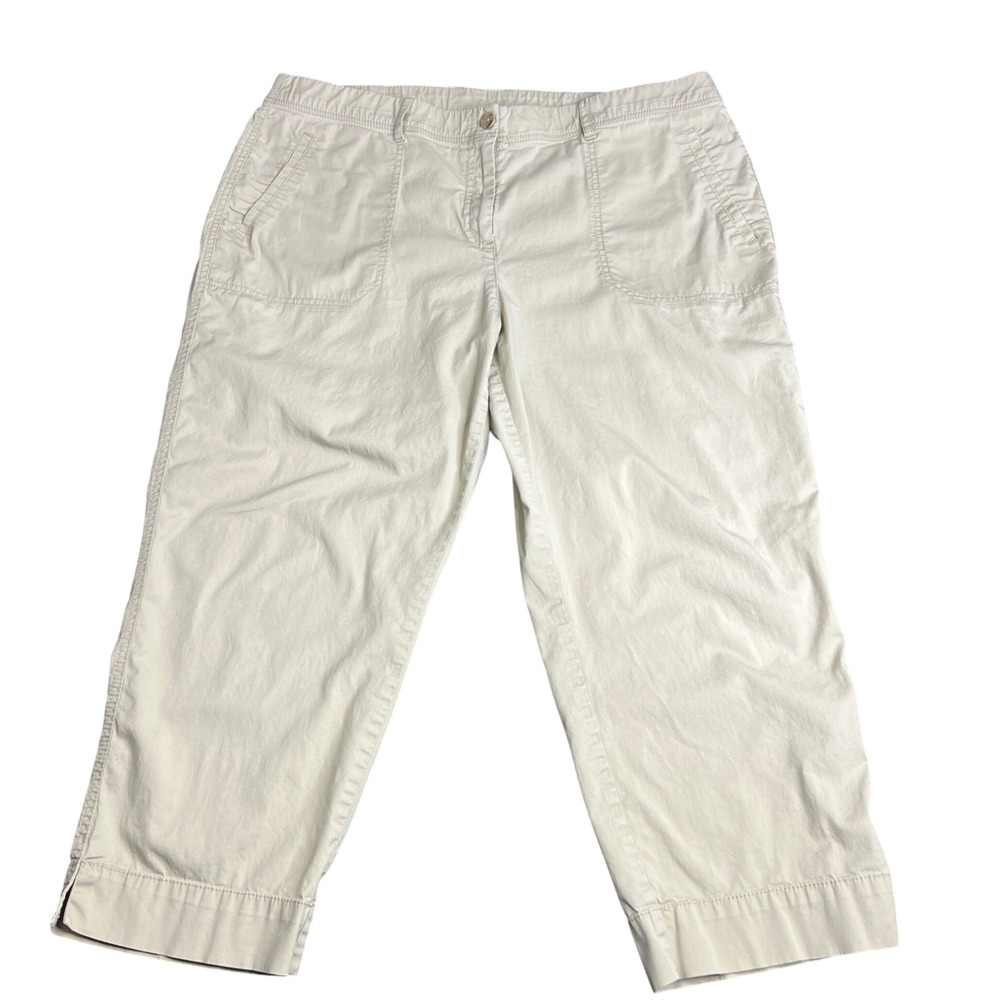 Chico's Women Tan Cotton Blend Cropped Pants Size 3 US 16 Casual Mid Rise